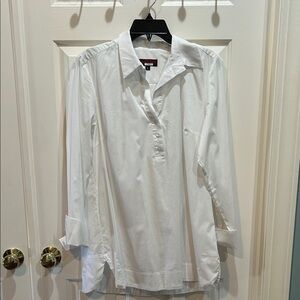 Krazy Larry High Low Hem Button Up Tunic Blouse
